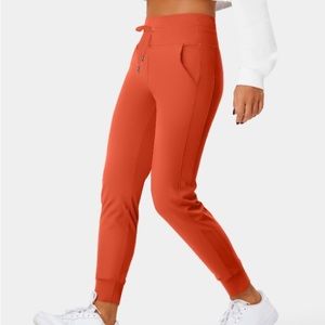 Air Fabric High Waisted  Side Pocket Plain Cool Touch Full Length Jogger